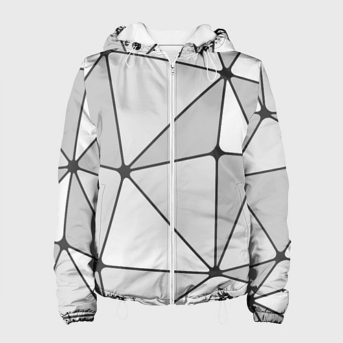 Женская куртка Геометрические линии на сером фоне / 3D-Белый – фото 1