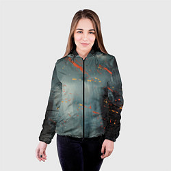 Куртка с капюшоном женская Абстрактное множество костюмов в тумане и краски, цвет: 3D-черный — фото 2