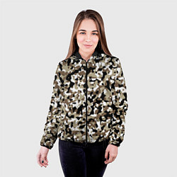Куртка с капюшоном женская Камуфляж зимний лес - мелкий, цвет: 3D-черный — фото 2