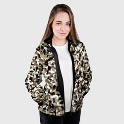 Куртка с капюшоном женская Камуфляж зимний лес - мелкий, цвет: 3D-черный — фото 2