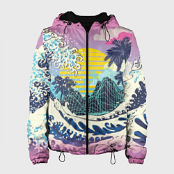 Женская куртка Штормовые океанские волны и пальмы