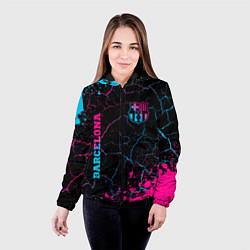 Куртка с капюшоном женская Barcelona - neon gradient: надпись, символ, цвет: 3D-черный — фото 2