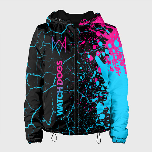 Женская куртка Watch Dogs - neon gradient: по-вертикали / 3D-Черный – фото 1