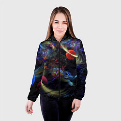 Куртка с капюшоном женская Abstract space composition, цвет: 3D-черный — фото 2