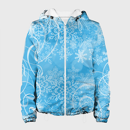 Женская куртка Морозный узор на голубом стекле / 3D-Белый – фото 1