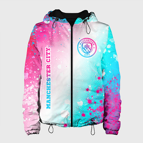 Женская куртка Manchester City neon gradient style: надпись, симв / 3D-Черный – фото 1