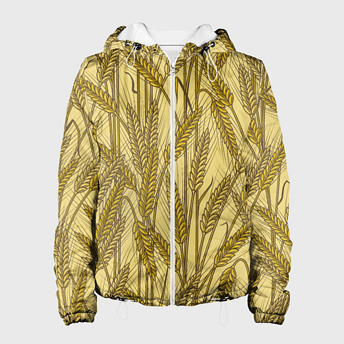 Женская куртка Винтажные колоски пшеницы / 3D-Белый – фото 1