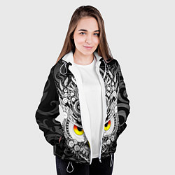 Куртка с капюшоном женская Сова с золотыми глазами, цвет: 3D-белый — фото 2