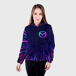 Куртка с капюшоном женская Mazda neon speed lines, цвет: 3D-черный — фото 2