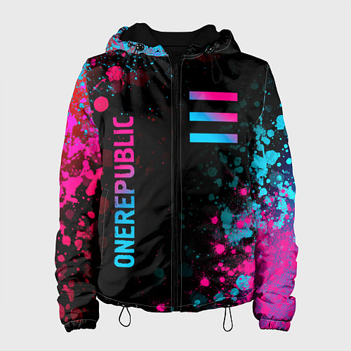 Женская куртка OneRepublic - neon gradient: надпись, символ / 3D-Черный – фото 1