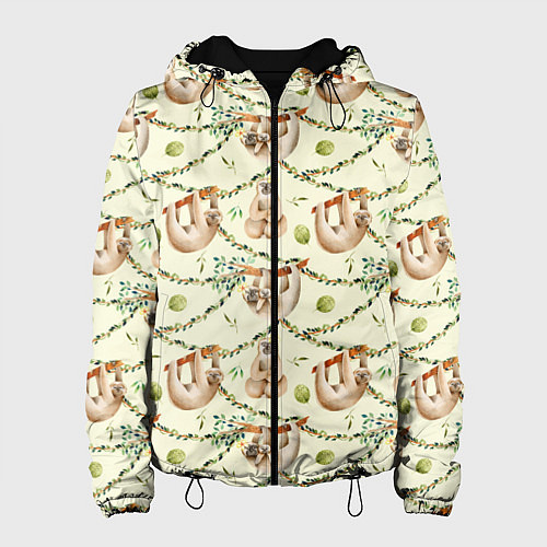 Женская куртка Ленивцы висят на лианах / 3D-Черный – фото 1