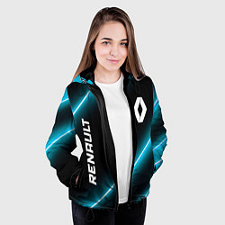 Куртка с капюшоном женская Renault неоновые лампы, цвет: 3D-черный — фото 2