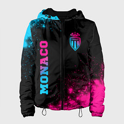 Куртка с капюшоном женская Monaco - neon gradient: надпись, символ, цвет: 3D-черный