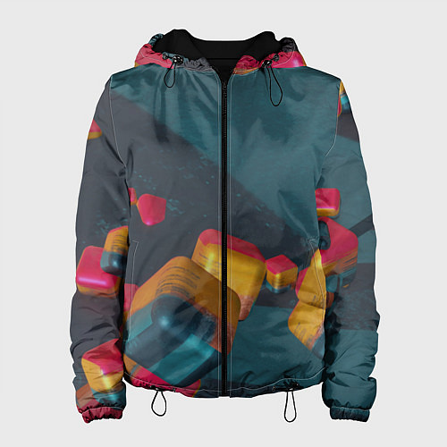 Женская куртка Множество абстрактных кубиков / 3D-Черный – фото 1