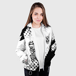Куртка с капюшоном женская Aerosmith и рок символ на светлом фоне, цвет: 3D-белый — фото 2