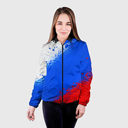 Куртка с капюшоном женская Флаг России - триколор, цвет: 3D-черный — фото 2