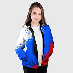 Куртка с капюшоном женская Флаг России - триколор, цвет: 3D-черный — фото 2