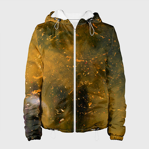Женская куртка Чёрный туман и золотые краски / 3D-Белый – фото 1