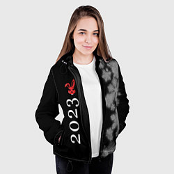 Куртка с капюшоном женская Кролик 2023 суровый: по-вертикали, цвет: 3D-черный — фото 2