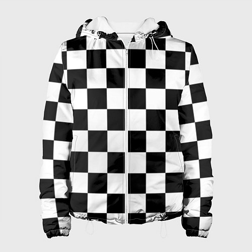 Женская куртка Шахматные клетки - текстура / 3D-Белый – фото 1