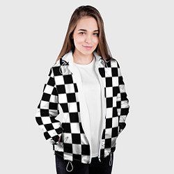 Куртка с капюшоном женская Шахматные клетки - текстура, цвет: 3D-белый — фото 2