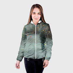 Куртка с капюшоном женская Абстрактная зима и краски, цвет: 3D-белый — фото 2