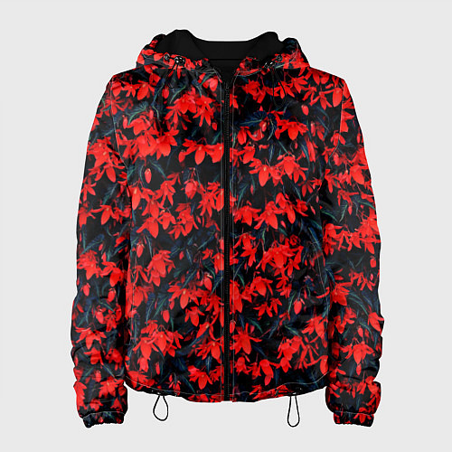 Женская куртка Красные бегонии / 3D-Черный – фото 1