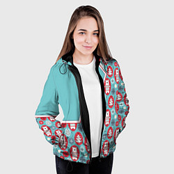 Куртка с капюшоном женская Новогодние мишки, цвет: 3D-черный — фото 2