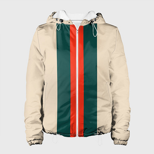Женская куртка Полосы триколор красный зеленый / 3D-Белый – фото 1