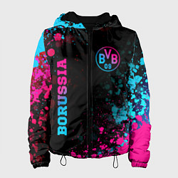 Куртка с капюшоном женская Borussia - neon gradient: надпись, символ, цвет: 3D-черный