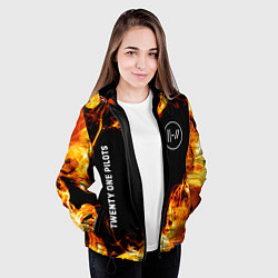 Куртка с капюшоном женская Twenty One Pilots и пылающий огонь, цвет: 3D-черный — фото 2
