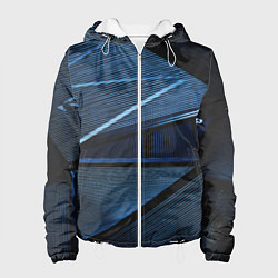 Куртка с капюшоном женская Тёмные геометрические линии и фигуры, цвет: 3D-белый