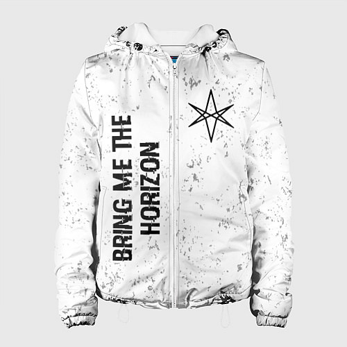 Женская куртка Bring Me the Horizon glitch на светлом фоне: надпи / 3D-Белый – фото 1