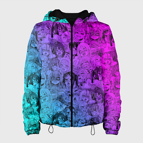 Женская куртка Ахегао девушки градиент / 3D-Черный – фото 1