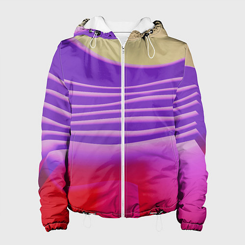 Женская куртка Волнообразные листы разных цветов / 3D-Белый – фото 1