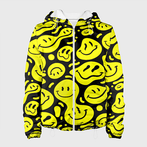 Женская куртка Кислотный желтый смайлик / 3D-Белый – фото 1