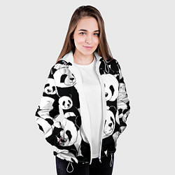 Куртка с капюшоном женская С пандами паттерн, цвет: 3D-белый — фото 2