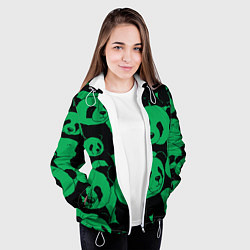 Куртка с капюшоном женская Panda green pattern, цвет: 3D-белый — фото 2