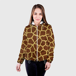 Куртка с капюшоном женская Текстура жирафа, цвет: 3D-белый — фото 2