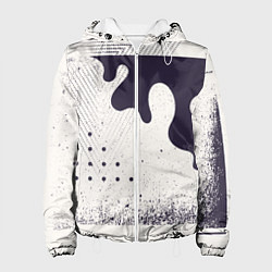 Куртка с капюшоном женская Абстрактные и тёмные точки и краски, цвет: 3D-белый