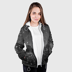 Куртка с капюшоном женская Абстрактная тьма и следы белой краски, цвет: 3D-белый — фото 2