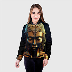 Куртка с капюшоном женская Нейросеть - золотая статуя египетской царицы, цвет: 3D-черный — фото 2