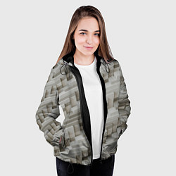 Куртка с капюшоном женская Множество геометрических блоков, цвет: 3D-черный — фото 2