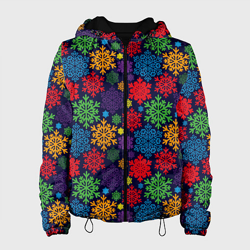 Женская куртка Снежинки разноцветные / 3D-Черный – фото 1