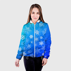 Куртка с капюшоном женская Снежинки в небе, цвет: 3D-белый — фото 2