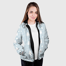 Куртка с капюшоном женская Зимние ёлочки, цвет: 3D-черный — фото 2