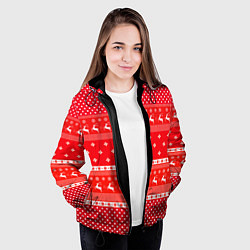 Куртка с капюшоном женская Праздничный красный свитер, цвет: 3D-черный — фото 2