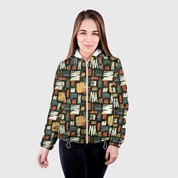 Куртка с капюшоном женская Узор штрихованный, цвет: 3D-белый — фото 2