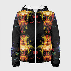 Куртка с капюшоном женская Жёлто-красные узоры, цвет: 3D-белый