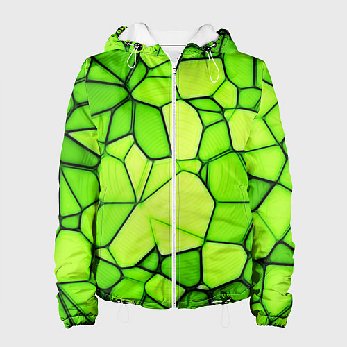 Женская куртка Неоновые салатовые осколки / 3D-Белый – фото 1